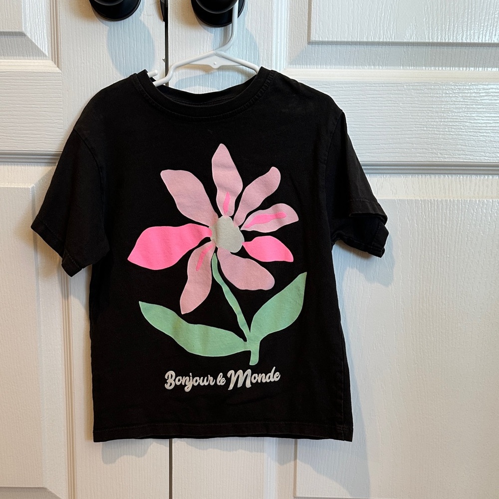 Zara black Kids T-Shirt with Pink Flower